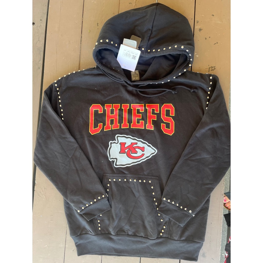 Gameday Couture Kansas City Chiefs Studded Hoodie Black Womens Large NFL New